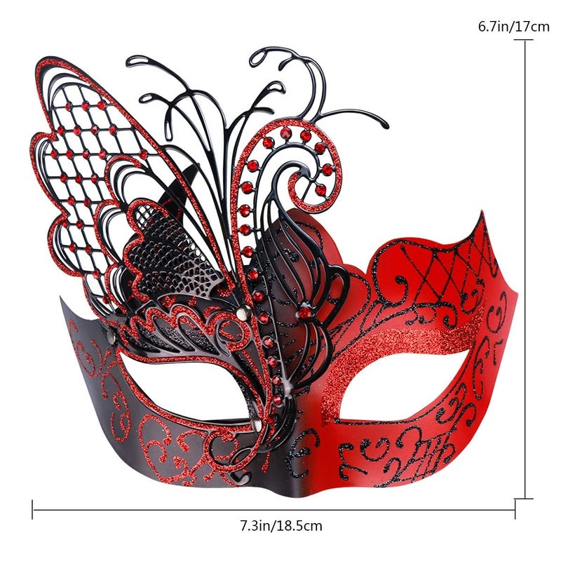 Coddsmz Mysterious Venetian Butterfly Lady Masquerade Halloween Party Mask (Black&red) - Image 3